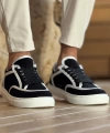 Shoecide Sho2505 - Keten Erkek Ayakkabı Siyah - Beyaz