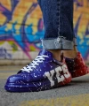 Shoecide Sho254 Bağcıklı Yüksek Taban Özel Tasarım Cbt Pittura Erkek Ayakkabı 441 Mavı / Kırmızı Yes