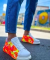 Shoecide Sho254 Bağcıklı Yüksek Taban Özel Tasarım Cbt Pittura Erkek Ayakkabı 535 Neon Turuncu / Sıyah Yağmur