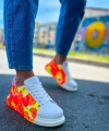 Shoecide Sho254 Bağcıklı Yüksek Taban Özel Tasarım Cbt Pittura Erkek Ayakkabı 535 Neon Turuncu / Sıyah Yağmur