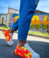 Shoecide Sho254 Bağcıklı Yüksek Taban Özel Tasarım Cbt Pittura Erkek Ayakkabı 535 Neon Turuncu / Sıyah Yağmur