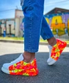 Shoecide Sho254 Bağcıklı Yüksek Taban Özel Tasarım Cbt Pittura Erkek Ayakkabı 535 Neon Turuncu / Sıyah Yağmur