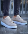 Shoecide Sho257 Bağcıklı Yüksek Taban Cbt Estrella Erkek Ayakkabı Bej