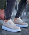 Shoecide Sho257 Bağcıklı Yüksek Taban Cbt Estrella Erkek Ayakkabı Bej