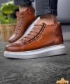 Shoecide Sho258 Bağcıklı Yüksek Taban Dbt Roma Deri Erkek Spor Bot Taba