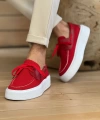 Shoecide Sho2602 - Triko Erkek Ayakkabı Kırmızı