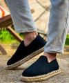 Shoecide Sho305 Jüt Taban Triko Erkek Espadril Ayakkabı Sıyah
