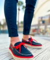 Shoecide Sho311 Bağcıklı Jüt Taban Espadril Erkek Ayakkabı Sıyah - Kırmızı