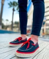 Shoecide Sho311 Bağcıklı Jüt Taban Espadril Erkek Ayakkabı Sıyah - Kırmızı