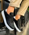 Shoecide Sho979 - Santoni Gbt Spor Erkek Ayakkabı Sıyah/beyaz
