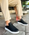 Shoecide Sho979 - Santoni Gbt Spor Erkek Ayakkabı Sıyah/beyaz