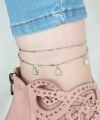Shoecide Silver Renk Çift Zincirli Damla Taşlı Hal Hal
