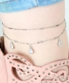 Shoecide Silver Renk Çift Zincirli Damla Taşlı Hal Hal