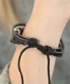 Shoecide Siyah Renkli Sonsuzluk Tasarım Çoklu Deri Bayan Bileklik