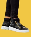 Shoecide Snr-512 Kalın Yüksek Taban Çift Fermuarlı Siyah Erkek Spor Bot