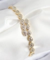 Shoecide Vıp Pirinç Zirkon Taşlı Sıralı Damla Model Gold Renk Kadın Bileklik