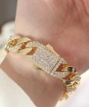 Shoecide Vip Seri Pirinç Zirkon Taşlı Gold Renk Gurmet Bileklik