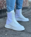 Shoecide Wg012 Beyaz Paraşüt Uzun Bağcıklı  Bot