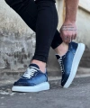 Shoecide Wg018 Koyu Mavi Kot Kumaş Erkek Casual Ayakkabı
