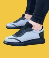 Shoecide Wg019 Bağcıklı Yüksek Taban Gri Siyah Triko Erkek Casual Ayakkabı