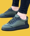 Shoecide Wg019 Bağcıklı Yüksek Taban Haki Triko Erkek Casual Ayakkabı
