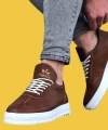 Shoecide Wg022 Bağcıklı Rahat Taban İğne Desen Taba Erkek Casual Ayakkabı