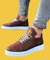 Shoecide Wg022 Bağcıklı Rahat Taban İğne Desen Taba Erkek Casual Ayakkabı