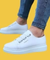 Shoecide Wg026 Bantlı Beyaz Kalın Taban Casual Erkek Ayakkabı