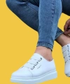 Shoecide Wg026 Bantlı Beyaz Kalın Taban Casual Erkek Ayakkabı