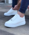 Shoecide Wg028 Beyaz Bağcıklı Kalın Taban Casual Erkek Ayakkabı