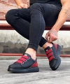 Shoecide Wg029 3 Bant Legend Kömür Kırmızı Kalın Taban Casual Erkek Ayakkabı