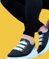 Shoecide Wg029 3 Bantlı Siyah Beyaz Kalın Taban Casual Erkek Ayakkabı