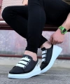 Shoecide Wg029 Siyah Beyaz Kalın Taban Casual Erkek Ayakkabı