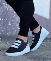 Shoecide Wg029 Siyah Beyaz Kalın Taban Casual Erkek Ayakkabı