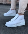 Shoecide Wg032 Beyaz Bağcıklı Sneakers  Yarım Bilek Bot