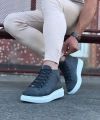 Shoecide Wg032 Gri Bağcıklı Sneakers  Yarım Bilek Bot