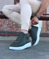 Shoecide Wg032 Haki Bağcıklı Sneakers  Yarım Bilek Bot
