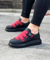 Shoecide Wg033 Kömür Kırmızı Erkek Yüksek Taban  Ayakkabı