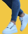 Shoecide Wg047 Bağcıklı Kalın Taban Beyaz Erkek Casual Ayakkabı