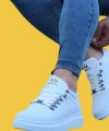 Shoecide Wg047 Bağcıklı Kalın Taban Beyaz Erkek Casual Ayakkabı