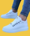 Shoecide Wg047 Bağcıklı Kalın Taban Beyaz Erkek Casual Ayakkabı