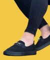 Shoecide Wg060 Bağcıksız Slip-on Rahat Taban Kömür Triko Erkek Spor Klasik Ayakkabı
