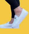 Shoecide Wg060 Bağcıksız Tokalı Beyaz Triko Babet Erkek Spor Klasik Ayakkabı