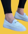 Shoecide Wg060 Bağcıksız Tokalı Beyaz Triko Babet Erkek Spor Klasik Ayakkabı