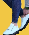 Shoecide Wg08 Bağcıklı Rahat Taban Beyaz Kömür Düz Erkek Casual Ayakkabı