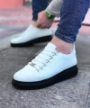 Shoecide Wg08 Beyaz Kömür Düz Erkek Casual Ayakkabı