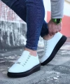 Shoecide Wg08 Beyaz Kömür Düz Erkek Casual Ayakkabı