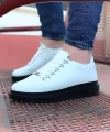 Shoecide Wg08 Beyaz Kömür Düz Erkek Casual Ayakkabı