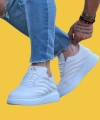 Shoecide Wg094 Bağcıklı Rahat Taban Şişme Tarz Beyaz Cilt Erkek Casual Ayakkabı