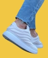 Shoecide Wg094 Bağcıklı Rahat Taban Şişme Tarz Beyaz Cilt Erkek Casual Ayakkabı